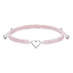 Cute Silver Heart with Knitting Rope Bracelet BR-1502